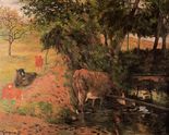 Поль Гоген Пейзаж с коровами в саду-1885